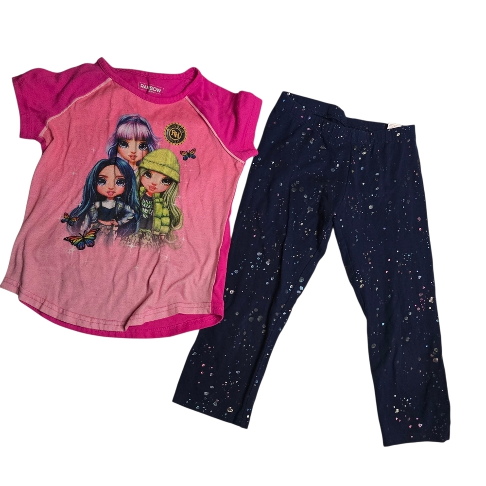 Rainbow High Pink Shirt & So Blue Leggings Girls Bundle Size 10